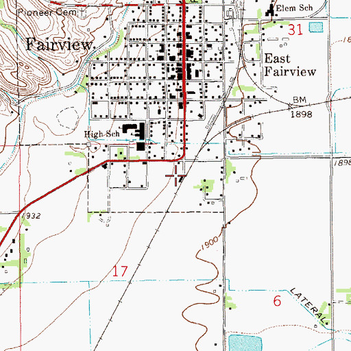 Topographic Map of Roughrider Grain Company Elevator, MT