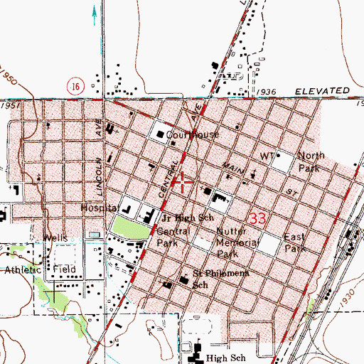 Topographic Map of Sidney Volunteer Fire Department, MT