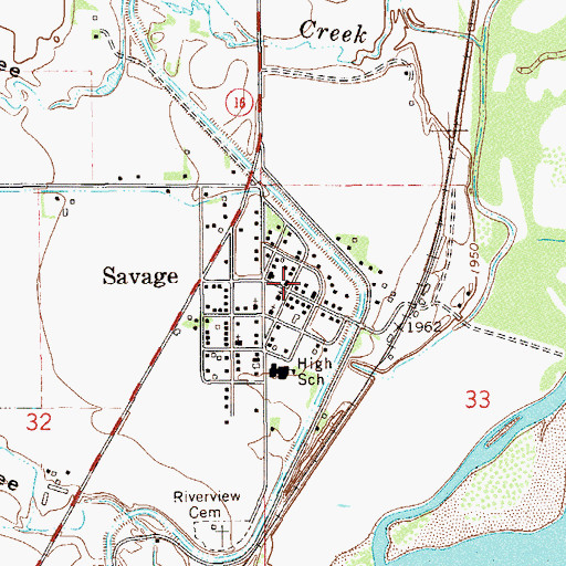 Topographic Map of Savage Museum, MT