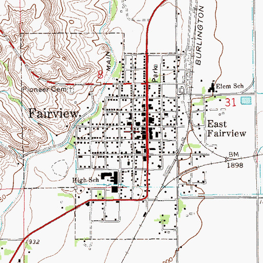 Topographic Map of Fairview Volunteer Fire Department, MT