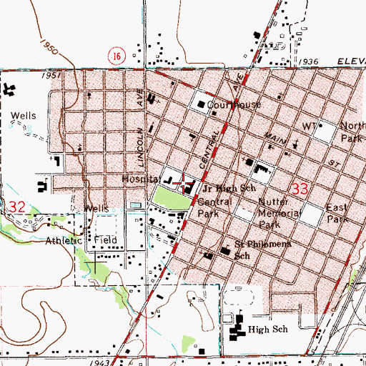 Topographic Map of Sidney Middle School, MT