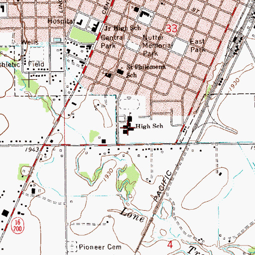Topographic Map of Sidney High School, MT