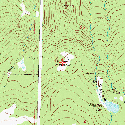 Topographic Map of Dubeau Meadow, CO
