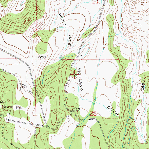 Topographic Map of West Side Highland Ditch, CO