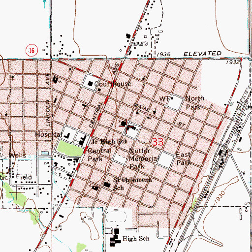 Topographic Map of Central Elementary School, MT