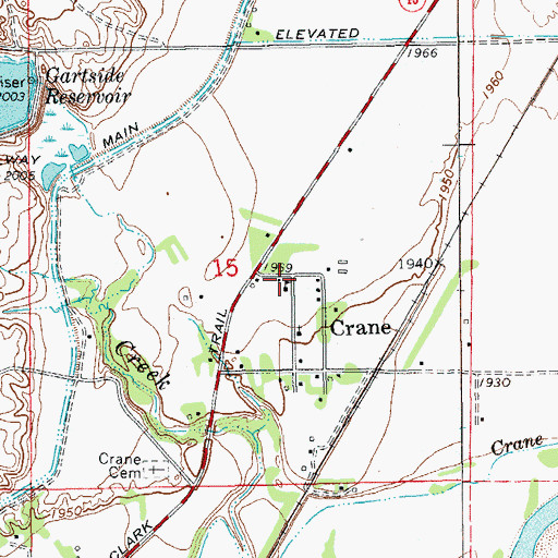 Topographic Map of Crane School (historical), MT