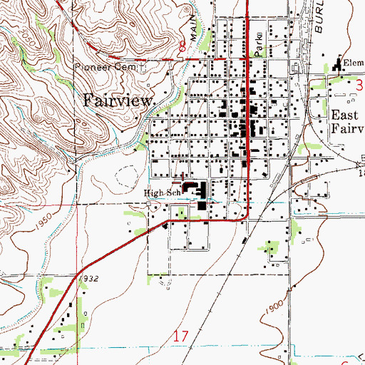 Topographic Map of Fairview School, MT