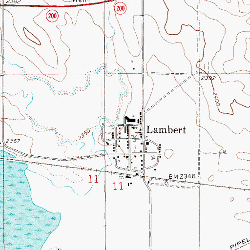 Topographic Map of Lambert School, MT