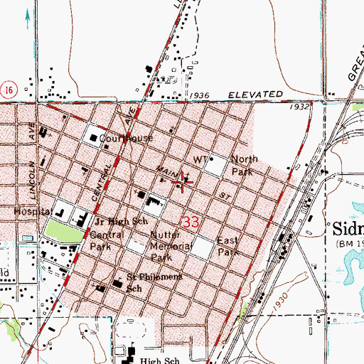 Topographic Map of Assembly of God Church, MT