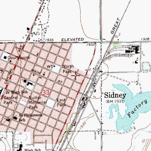 Topographic Map of Fellowship Baptist Church, MT