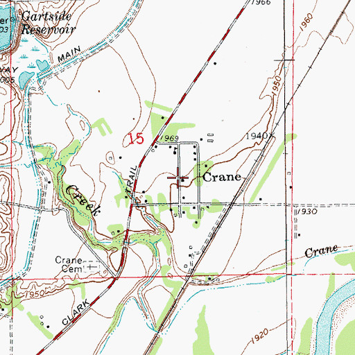 Topographic Map of Crane Congregational Church, MT
