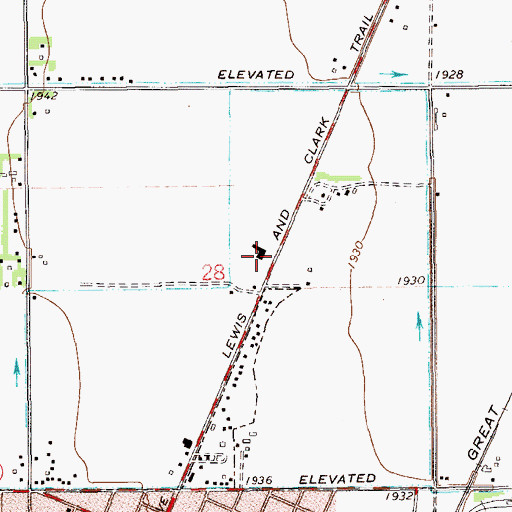 Topographic Map of Agricultural Research Center, MT