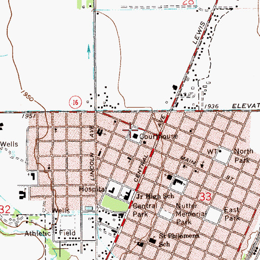 Topographic Map of Sidney Public Library, MT
