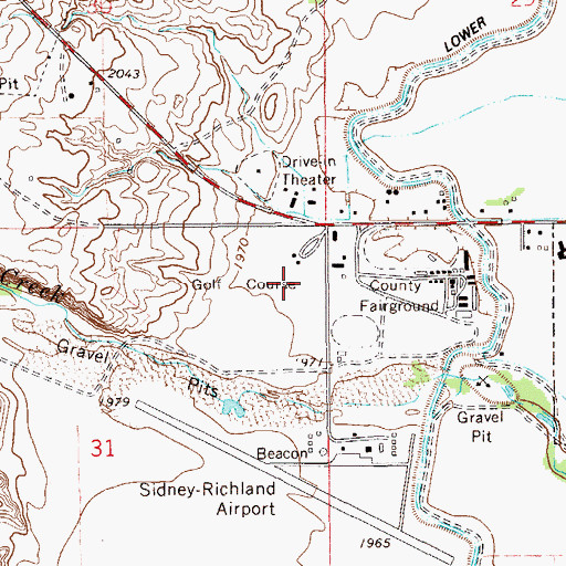 Topographic Map of Sidney Country Club, MT