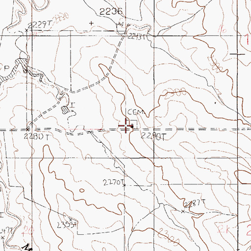 Topographic Map of Elmdale Cemetery, MT