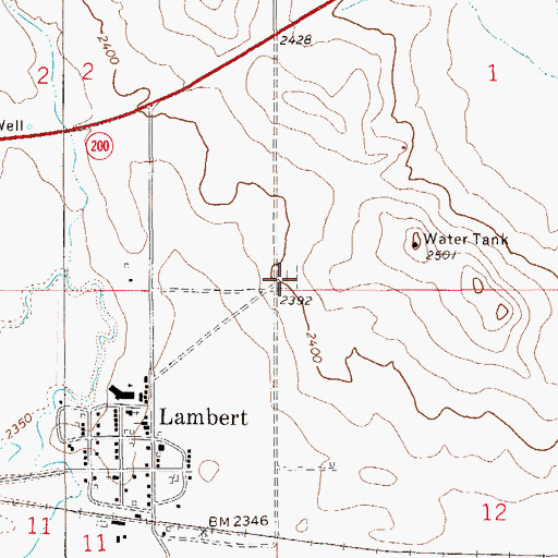 Topographic Map of Lambert Catholic Cemetery, MT