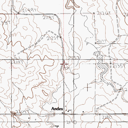 Topographic Map of Andes Cemetery, MT