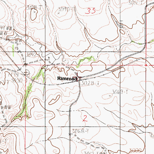 Topographic Map of Rimroad Post Office (historical), MT