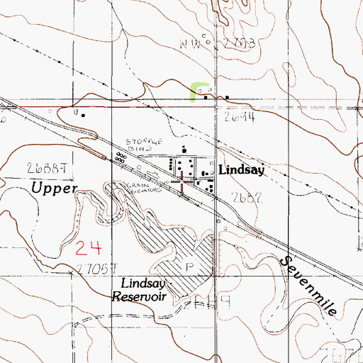 Topographic Map of Lindsay, MT