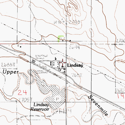 Topographic Map of Lindsay Post Office, MT