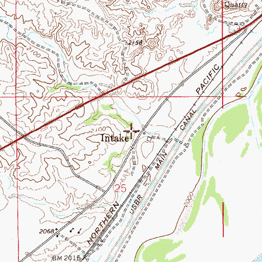 Topographic Map of Intake, MT