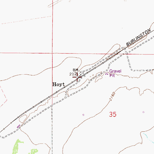 Topographic Map of Hoyt Post Office (historical), MT