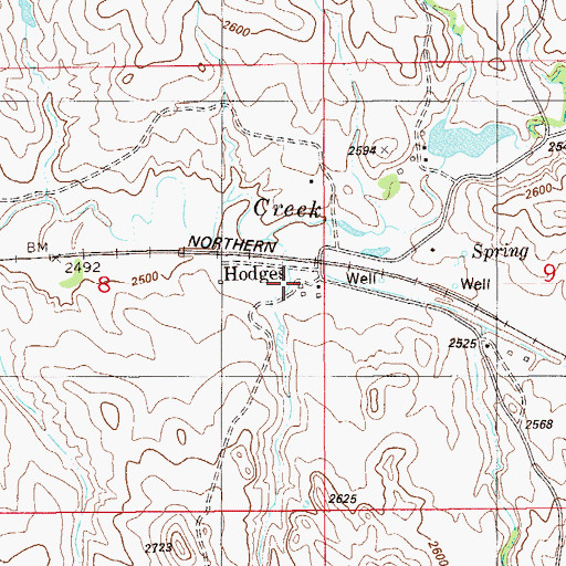 Topographic Map of Hodges, MT