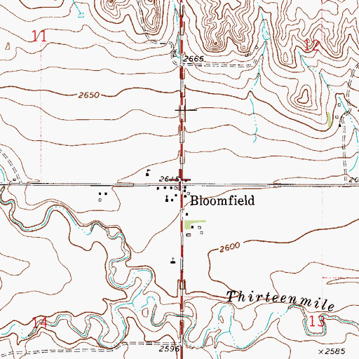 Topographic Map of Bloomfield Post Office, MT
