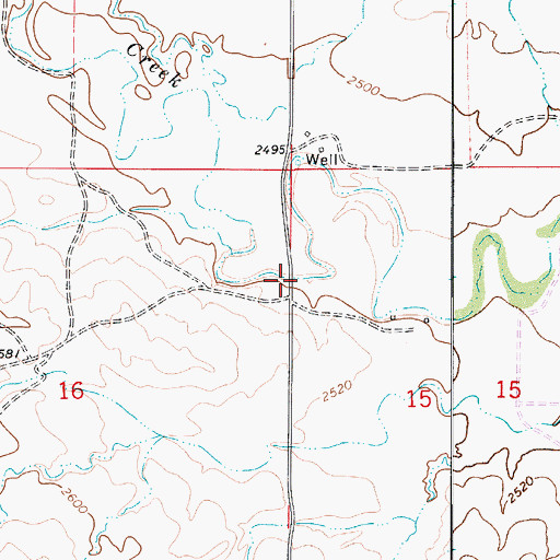 Topographic Map of Bad Route Creek Bridge, MT
