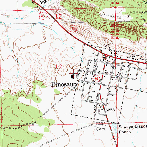 Topographic Map of Dinosaur, CO