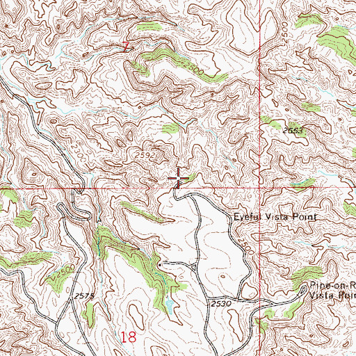 Topographic Map of Cains Coulee Overlook, MT