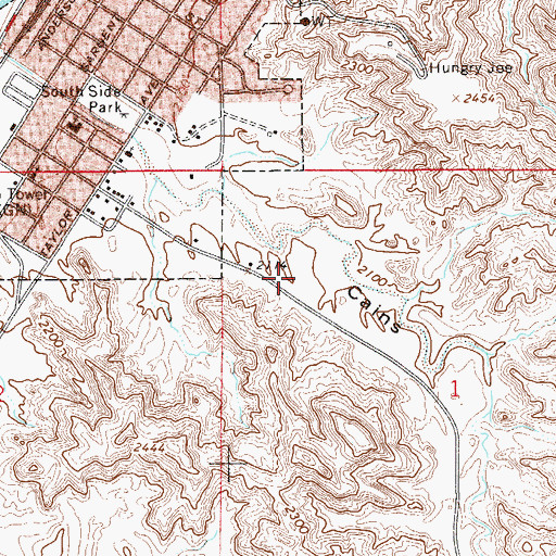 Topographic Map of Makoshika State Park Visitors Center, MT