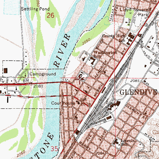 Topographic Map of Sacred Heart Catholic Church, MT