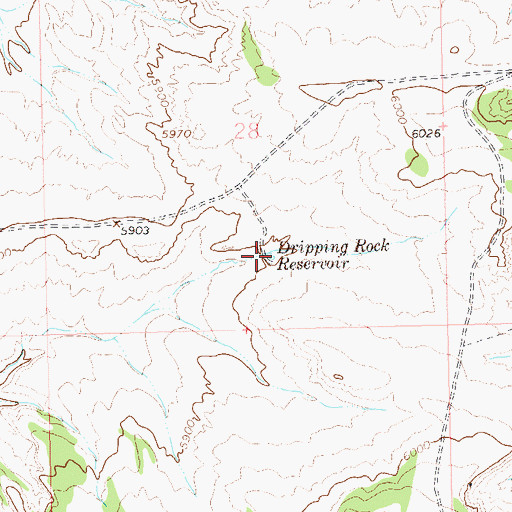 Topographic Map of Dripping Rock Reservoir, CO