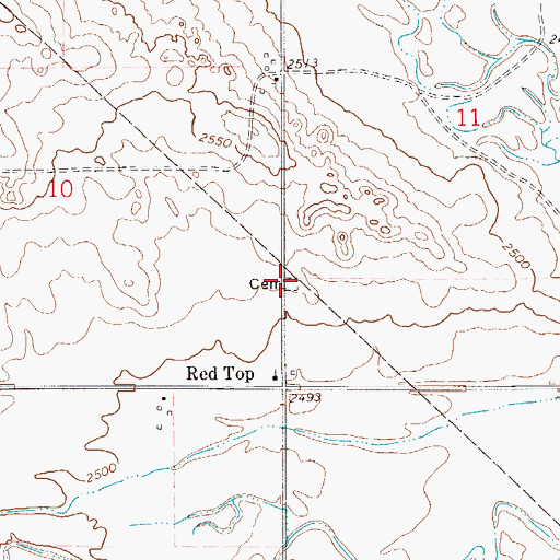 Topographic Map of Red Top Mennonite Cemetery, MT