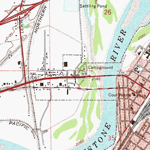 Topographic Map of Glendive Plaza, MT