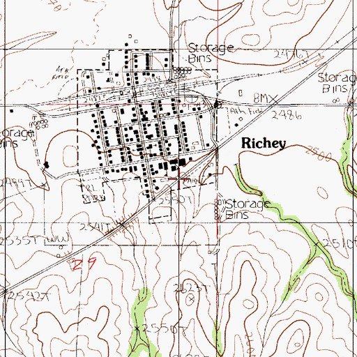 Topographic Map of Richey Community Park, MT