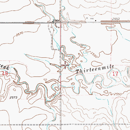 Topographic Map of Center Fork Thirteen Mile Creek, MT