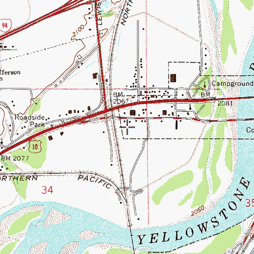 Topographic Map of I-94 Trailer Park, MT