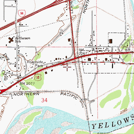 Topographic Map of West Plaza Shopping Mall, MT