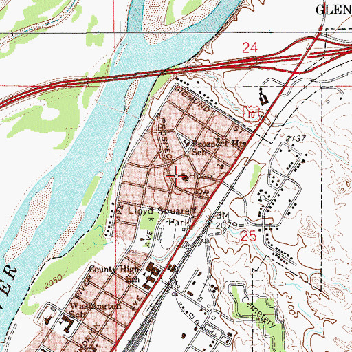 Topographic Map of Glendive Medical Center, MT