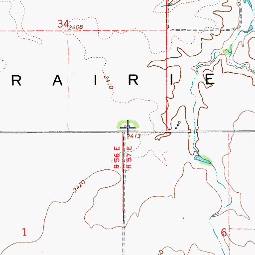 Topographic Map of Belle Prairie School (historical), MT