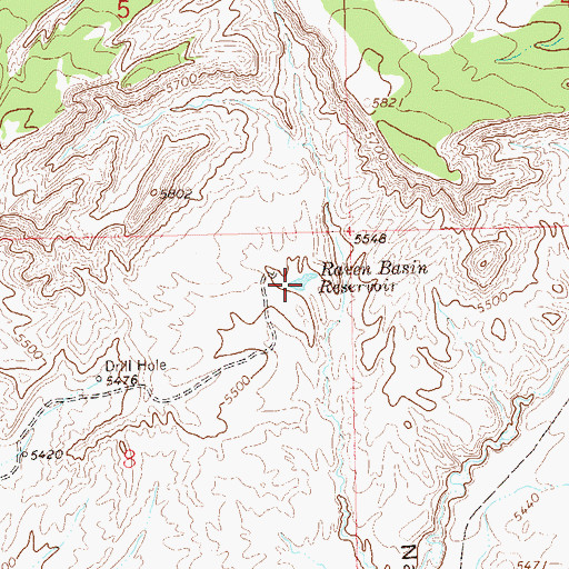 Topographic Map of Raven Basin Reservoir, CO