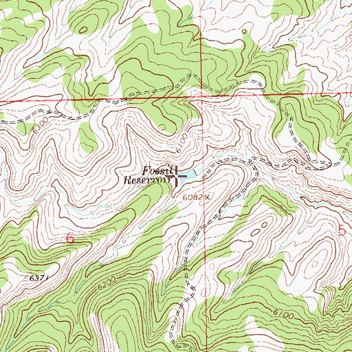 Topographic Map of Fossil Reservoir, CO