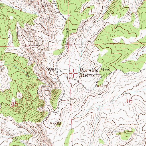 Topographic Map of Burning Mine Reservoir, CO