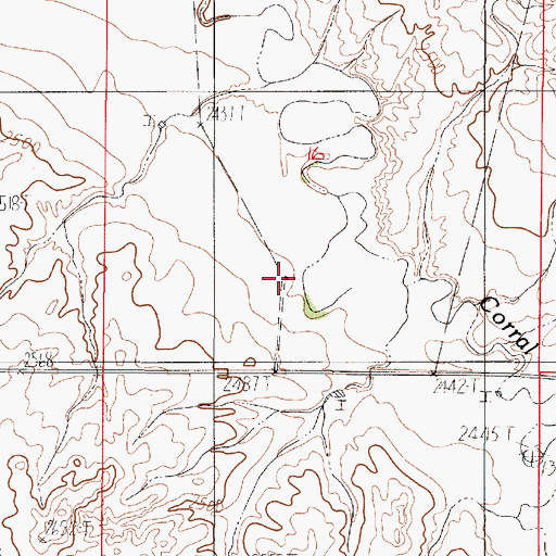 Topographic Map of Lower Corral Creek School (historical), MT