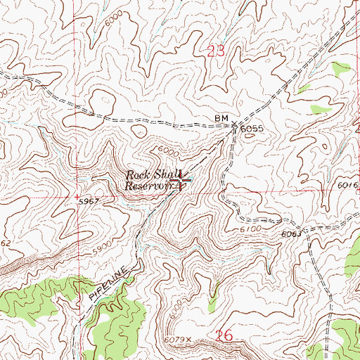 Topographic Map of Rock Shale Reservoir, CO