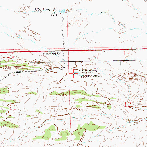 Topographic Map of Skyline Reservoir, CO