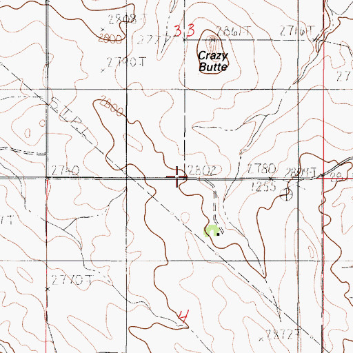 Topographic Map of Sioux Creek School (historical), MT