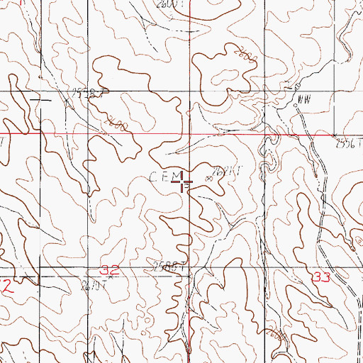 Topographic Map of Arnett Cemetery, MT